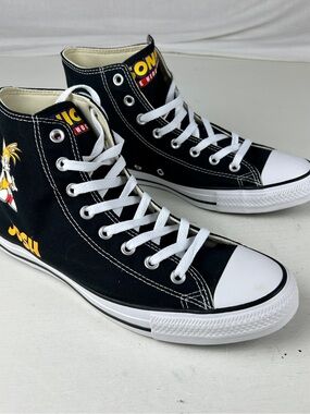 Converse Sonic The Hedgehog Shoes Mens Size 10.5 Black Canvas High Top Sneakers